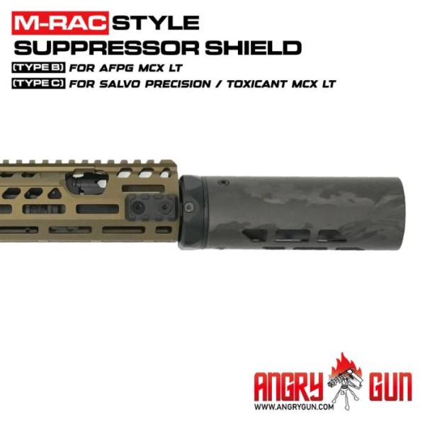 ANGRY GUN M-RAC STYLE SUPPRSSOR SHIELD (TYPE B & C) - BLACK CARBON 6.5 INCH