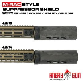 ANGRY GUN M-RAC STYLE SUPPRSSOR SHIELD (TYPE A) - BLACK CARBON 6.5 INCH