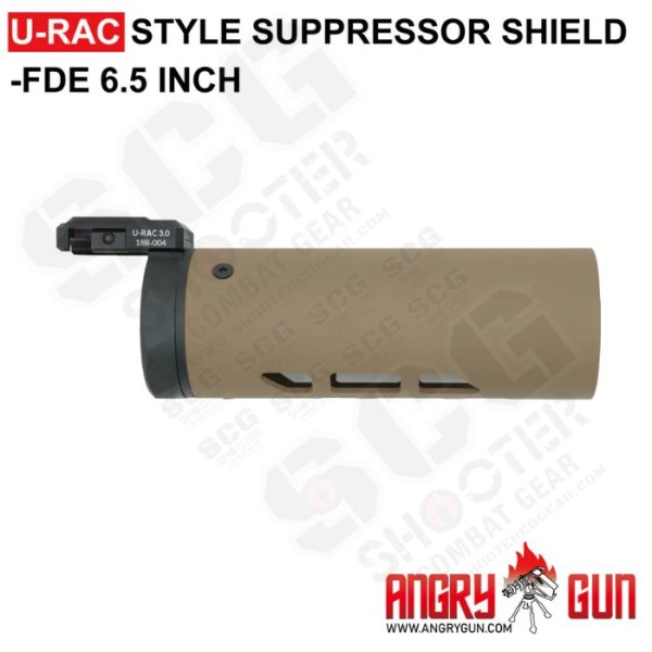 ANGRY GUN U-RAC STYLE SUPPRESSOR SHIELD - CERAKOTE FDE CARBON 6.5 INCH