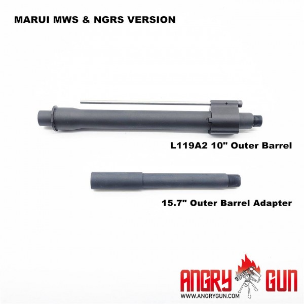 Angry Gun L119A2 10" & 15.7" Outer Barrel Set For Marui M4 MWS GBB Series