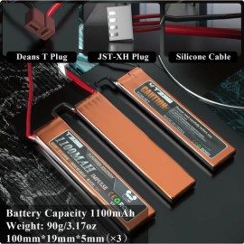 T238 Ultra Performance Airsoft lipo Battery- 11.1V 1100MAH Tri-Panel