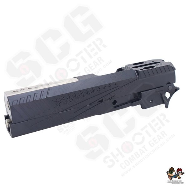 Gunsmith Bros US FLAG Style Standard Optic Division Slide Set For Marui TM Hi-Capa GBBP Series (MODEL C-Black)
