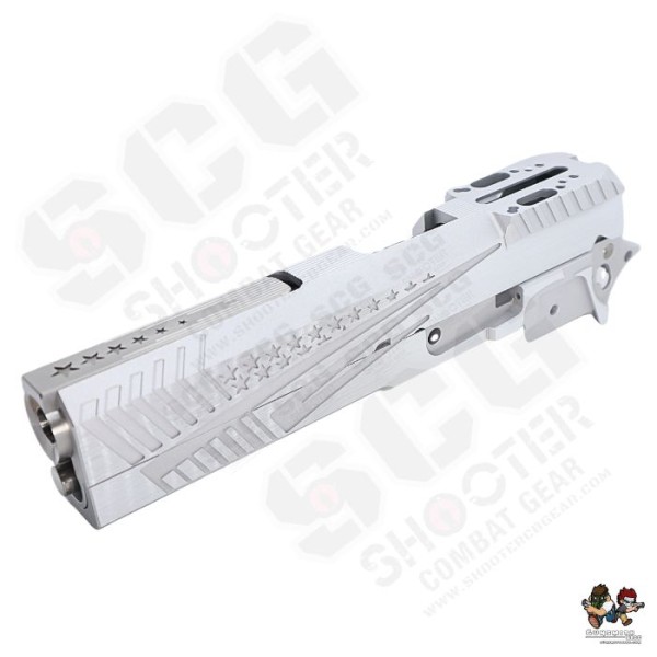 Gunsmith Bros US FLAG Style Standard Optic Division Slide Set For Marui TM Hi-Capa GBBP Series (MODEL C-Silver)