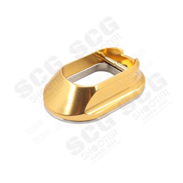 Gunsmith Bros CNC Aluminum LimCat Style Large Size Magwell with Stainless Steel Base For Marui TM Hi-Capa GBBP Series (For Aluminum Grip ) ( Gold)