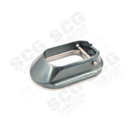Gunsmith Bros CNC Aluminum LimCat Style Large Size Magwell with Stainless Steel Base For Marui TM Hi-Capa GBBP Series (For Aluminum Grip ) ( Grey)