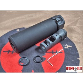 ANGRY GUN MINI MOCK SILENCER WITH FLASH HIDER -SHORT (BK)