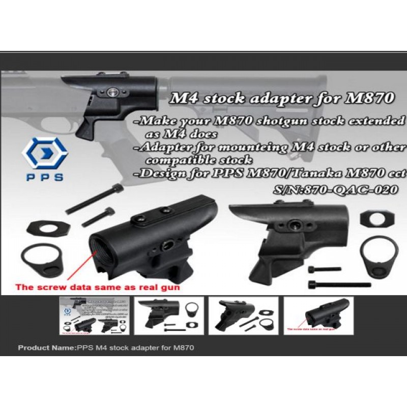 PPS M870 Shotgun Stock To M4 Stock Adapter (Black , Type B) PPS M870 Shotgun Stock To M4 Stock Adapter (Black , Type B)