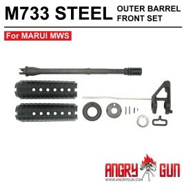 ANGRY GUN STEEL OUTER BARREL FRONT SET FOR MARUI M733 MWS GBB