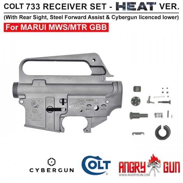 ANGRY GUN COLT 733 CNC RECEIVER SET - HEAT VERSION FOR MARUI MWS / MTR GBB ( COLT LICENSED W/ ROLL MARKING PRESS )