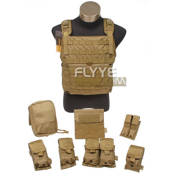 Flyye MOLLE Style PC Plate Carrier with Pouch Set(Size M- OD)