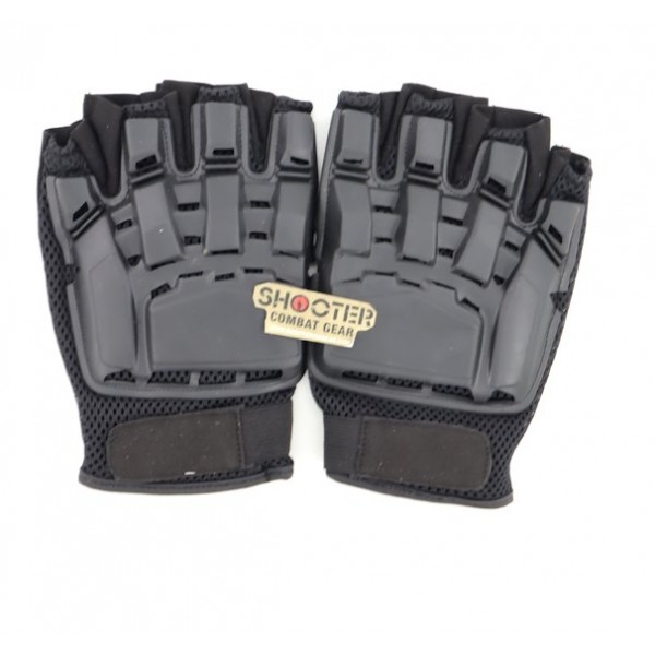 CHINESE MADE tactical half fingers gloves with plastic pad (BK)