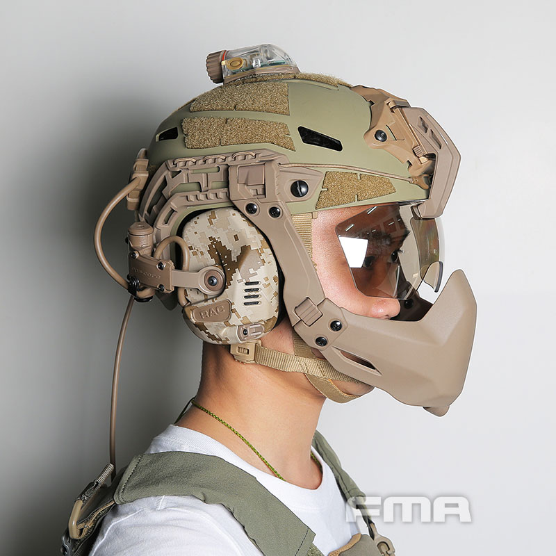 FMA Tactical Universal Rail Folding Arm Half Face Mask for Helmet /Split Goggles 