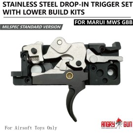 ANGRY GUN STAINLESS STEEL DROP-IN TRIGGER SET LOWER BUILD KITS FOR MARUI MWS GBB (STANDARD)