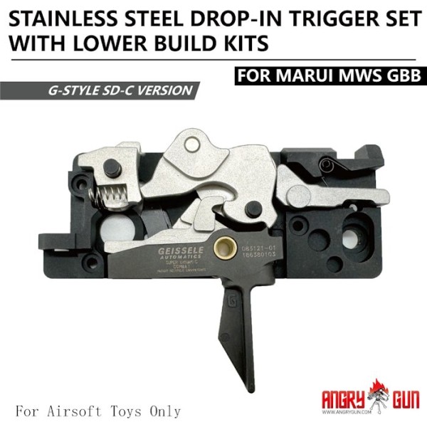 ANGRY GUN STAINLESS STEEL DROP-IN TRIGGER SET LOWER BUILD KITS FOR MARUI MWS GBB (SD-C)
