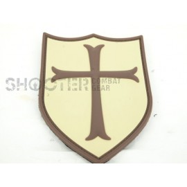 3D PVC Hoop & Loop Patch '' NAVY SEAL CRUSADER SHIELD-Tan''