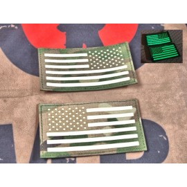 SCG Hook & Loop Fasteners  glow in the dark Patches "  US Flag Lelf and Right set -MC"