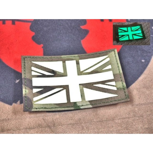 SCG Hook & Loop Fasteners glow in the dark Patches "  UK Flag -MC"