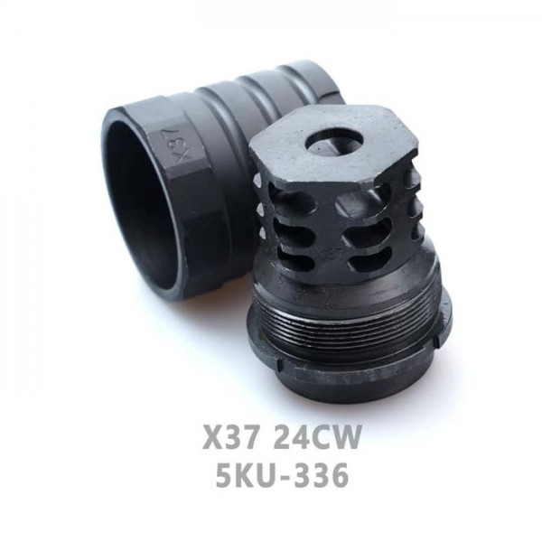 5KU Steel X37 AK Muzzle Brake with Blast Shield (24CCW)