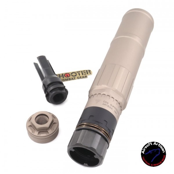 AIRSOFT ARTISAN CGS QD DUMMY SILENCER WITH DA FLASH HIDER ( Titanium Grey-14MM CCW )