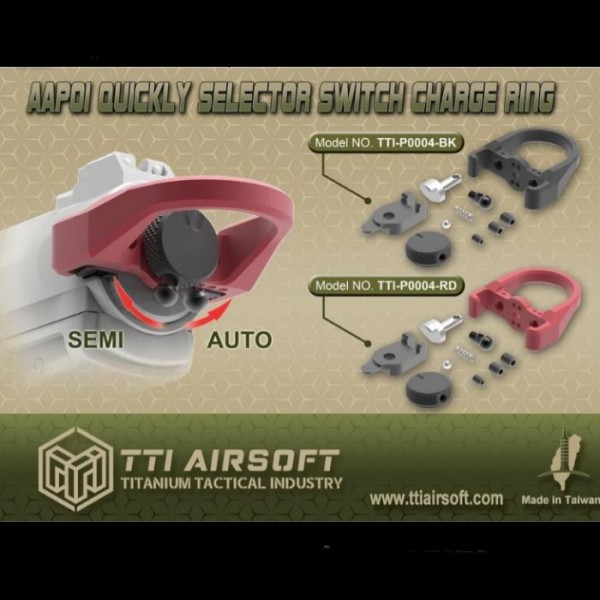 TTI Airsoft Selector Switch Charge Ring for AAP-01 GBB Pistol (Red)