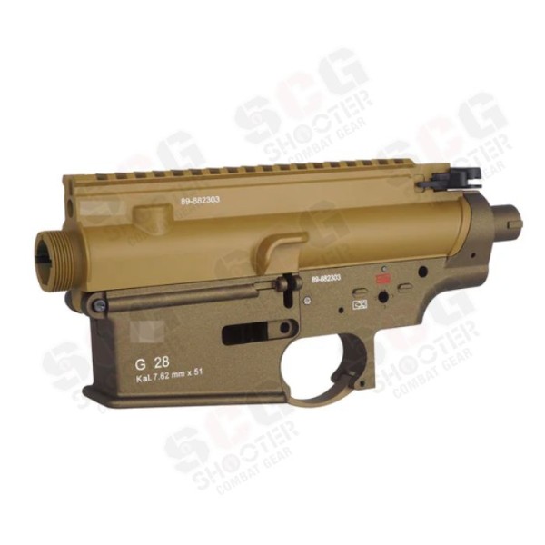 E&C G28 Style Metal Receiver for G28 / HK417 AEG  (Black /Tan/ RAL8000)